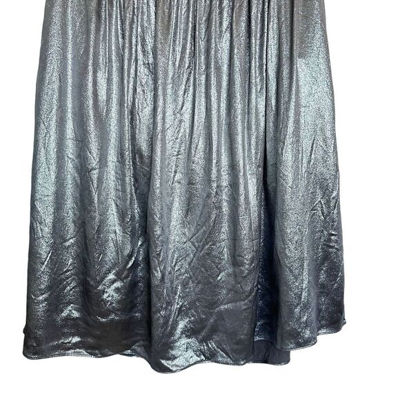 Etro Silver Gray Metallic Pleated Midi Skirt 100% Silk Size 46 /US 10 - Picture 9 of 16